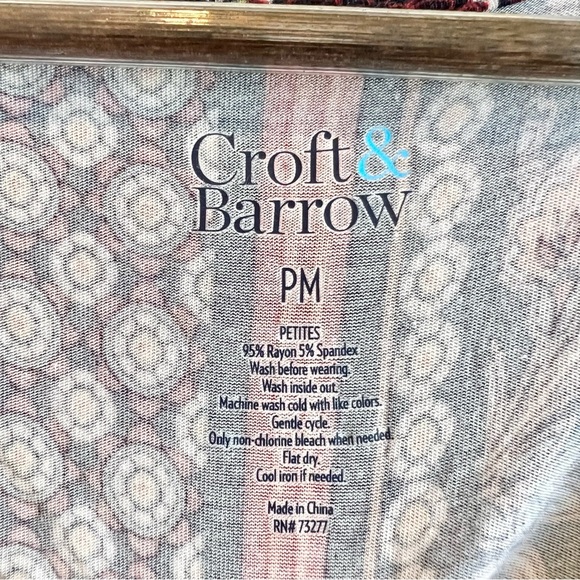 Boho Mixed Media Patchwork Top Petite Medium Flowy Short Sleeve Blouse - Picture 2 of 7